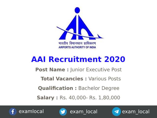 AAI Recruitment 2020 | 368 Junior Executive Jobs - ExamLocal.in