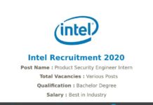 Intel Recruitment 2020