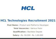 HCL Technologies Recruitment 2021