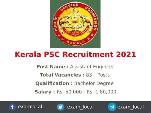 Kerala PSC Recruitment 2021 | 83 Assistant Engineer Jobs - ExamLocal.in