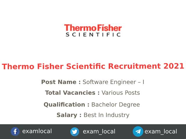 Thermo Fisher Recruitment 2021 | Various Software Engineer – I Jobs