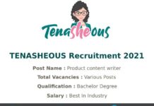 TENASHEOUS Recruitment 2021