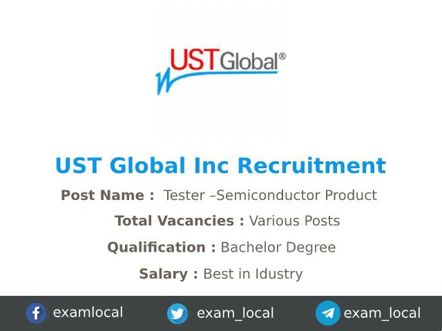 UST Global Inc Recruitment 2021 | Various Tester – Semiconductor