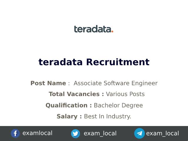 Teradata Recruitment 2022 | Various Associate Software Engineer Jobs ...