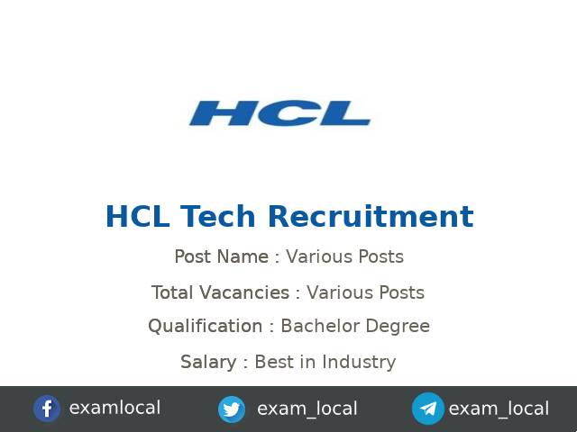 Hcl Tech Recruitment 2023 Various Technical Lead Jobs Examlocal 